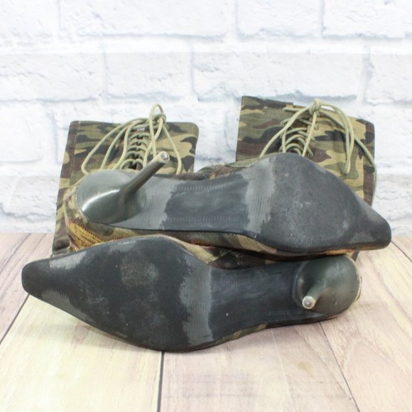 Akademiks Embroidered Camo Knee High Heeled Boots Size 10 - Picture 11 of 15